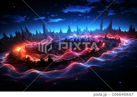 Abstract Digital Artwork of Internet Wave Signals 106640687