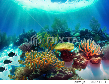 Underwater panorama of a tropical reef in theのイラスト素材
