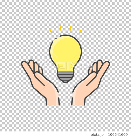 閃亮燈泡與人手簡單圖標-閃光電能圖像素材 閃亮燈泡與人手簡單圖標-閃光電能圖像素材 106641609