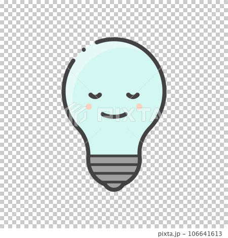 Cute icon of a light bulb smiling with eyes closed - Image material for electricity, turning off lights, and saving energy Cute icon of a light bulb smiling with eyes closed - Image material for electricity, turning off lights, and saving energy 106641613