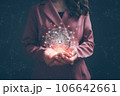Businesswoman holding circle global network connection. Customer network technology. Customer service, Social, Digital marketing online, Customer Relationship Management, Data exchanges development. Businesswoman holding circle global network connection. Customer network technology. Customer service, Social, Digital marketing online, Customer Relationship Management, Data exchanges development. 106642661