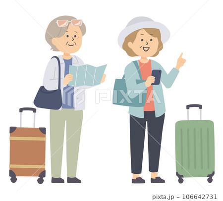 友達と旅行中のシニア女性のイラスト 106642731