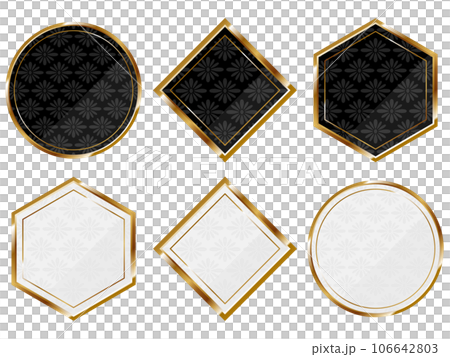 6 件套豪華菊花圖案框架，黑白 106642803