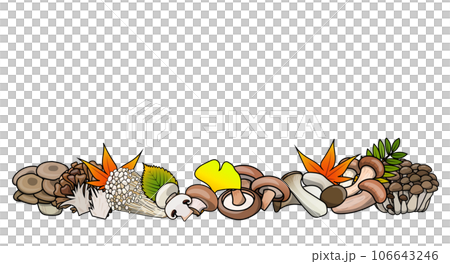 秋のキノコセットのイラストフレーム 106643246