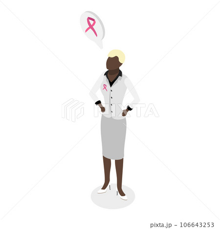 3D Isometric Flat Vector Illustration of Women with Pink Support Ribbons. Item 2 106643253