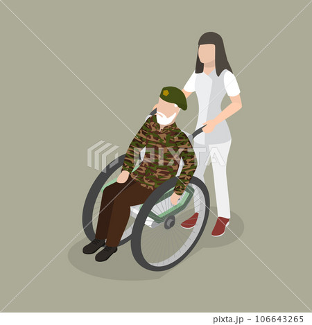 3D Isometric Flat Vector Conceptual Illustration of Veteran Soldier 106643265