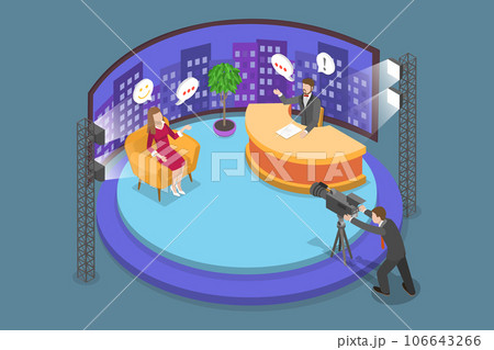 3D Isometric Flat Vector Conceptual Illustration of Talk Show 106643266