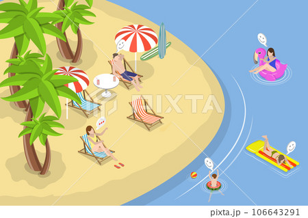 3D Isometric Flat Vector Conceptual Illustration of Summer Time 106643291