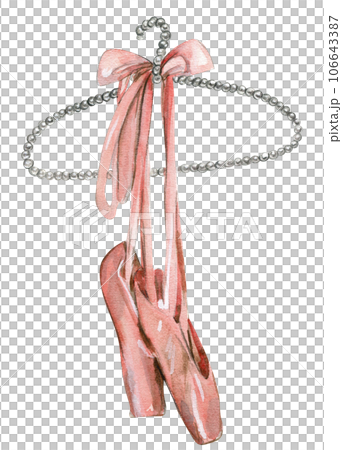 Watercolor ballerina girl in pink dress. Pretty small ballerina. Watercolor hand drawn illustration. Can be used for greetings cards or posters. 106643387