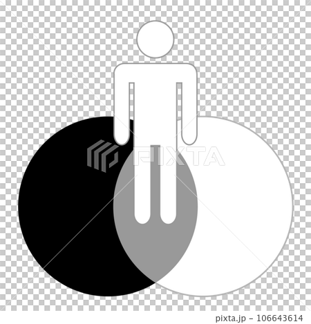 グレーゾーンに立つ人。トラブル、法令違反、事件、訴訟。 106643614