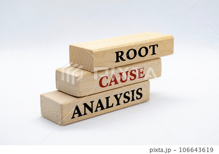 Root cause analysis text on wooden blocks. Root cause analysis text on wooden blocks. 106643619