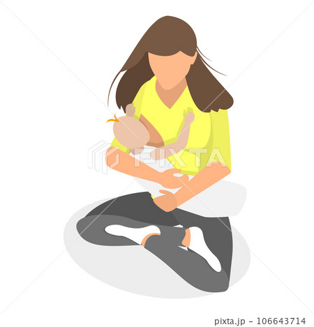 3D Isometric Flat Vector Illustration of Breastfeeding. Item 3 106643714