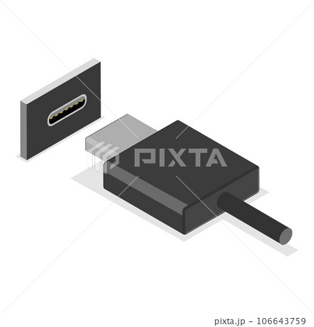 3D Isometric Flat Vector Set of USB Types. Item 2 106643759