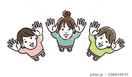 上に手を伸ばす女の子たち 106644035