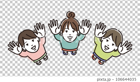 上に手を伸ばす女の子たち 106644035