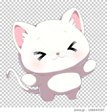 笑顔で両手を広げる白猫のイラスト素材 [106644597] - PIXTA