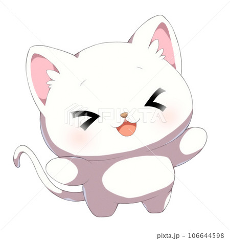 笑顔で両手を広げる白猫のイラスト素材 [106644598] - PIXTA