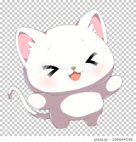 笑顔で両手を広げる白猫のイラスト素材 [106644598] - PIXTA
