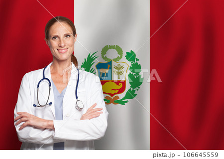 Peru general practitioner doctor gp on the flag of Peru Peru general practitioner doctor gp on the flag of Peru 106645559
