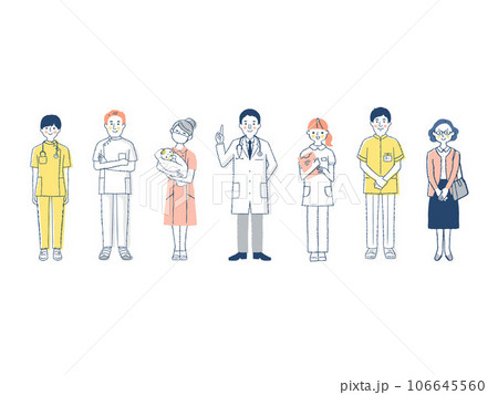 さまざまな医療従事者7人 106645560