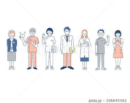 さまざまな医療従事者7人 106645562