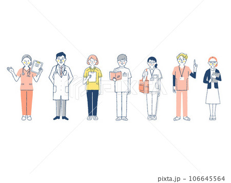 さまざまな医療従事者7人 106645564