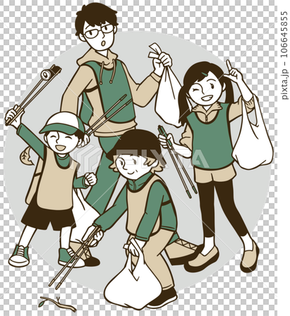 people taking part in picking up trash 106645855