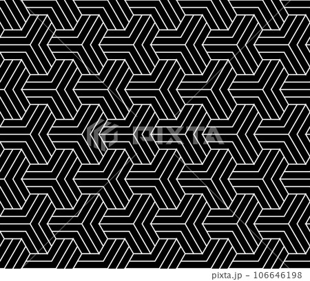 Abstract geometric pattern with stripes, lines. Seamless vector background. White and black ornament. Simple lattice graphic design. 106646198