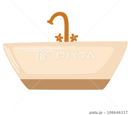 Bathtub. Bath for bathing, bathroom equipment to wash and clean. Flat vector illustration isolated on white background 106646317