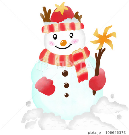 snowman with starのイラスト素材 [106646378] - PIXTA