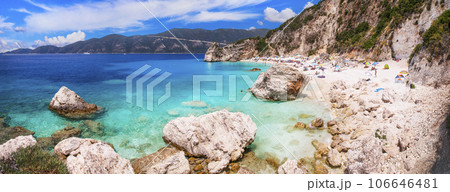 lefkada Ionian island of Greece . best scenic beaches - beautiful Agiofili with turquoise crystal sea near Viasiliki 106646481