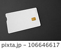 Green plastic bank card on a gray background. Mockup. Plastic card with chip. 106646617