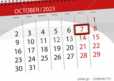 Calendar 2023, deadline, day, month, page, organizer, date, October, saturday, number 7 Calendar 2023, deadline, day, month, page, organizer, date, October, saturday, number 7 106646775