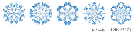 Snowflakes Dark Blue Ice Crystal Winter Symbol Snowflakes Dark Blue Ice Crystal Winter Symbol 106647473