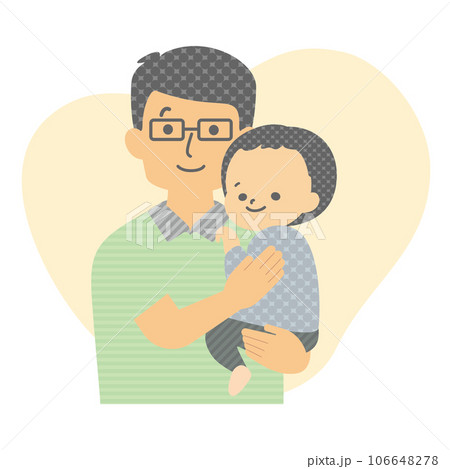 イラスト素材:育児 小さい子を抱っこする父親 イラスト素材:育児 小さい子を抱っこする父親 106648278