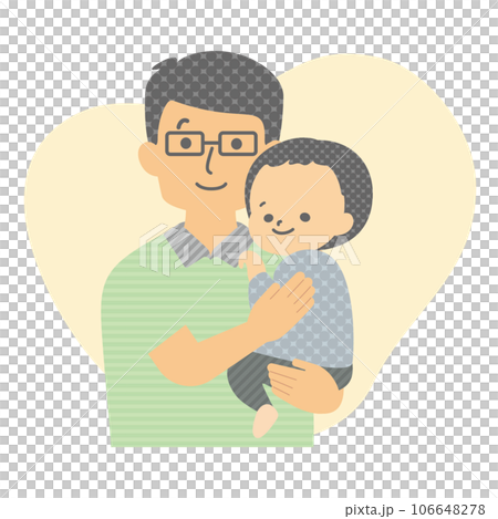 イラスト素材:育児 小さい子を抱っこする父親 イラスト素材:育児 小さい子を抱っこする父親 106648278