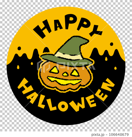 Halloween_HAPPYHALLOWEEN_Image illustration material of an eerie laughing pumpkin 106648679