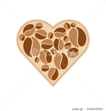 Heart shape with coffee bean icons Vector 106649992