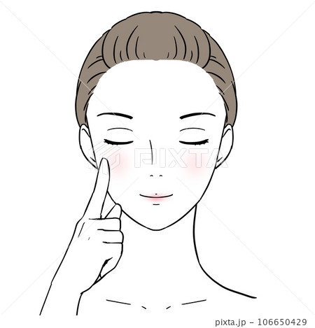 美容 頬に人差し指をあてている女性 肌の弾力 メイクアップ見本 スキンケア 美容 頬に人差し指をあてている女性 肌の弾力 メイクアップ見本 スキンケア 106650429