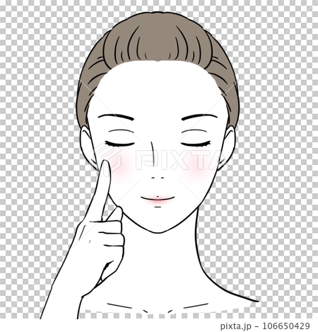 美容 頬に人差し指をあてている女性 肌の弾力 メイクアップ見本 スキンケア 美容 頬に人差し指をあてている女性 肌の弾力 メイクアップ見本 スキンケア 106650429
