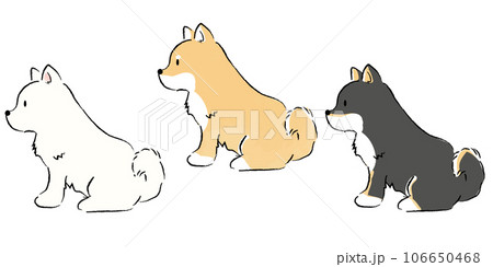手書き風のシンプルなかわいい柴犬のイラスト おすわり 手書き風のシンプルなかわいい柴犬のイラスト おすわり 106650468