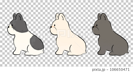 Hand-drawn simple cute French bulldog illustration sitting 106650471