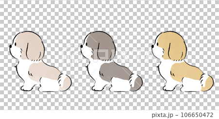 A simple, hand-drawn illustration of a Shih Tzu sitting 106650472