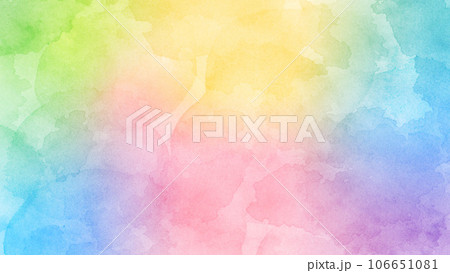水彩風に加工したカラフルなグラデーションの背景イラスト　アスペクト比16：9バージョン 106651081