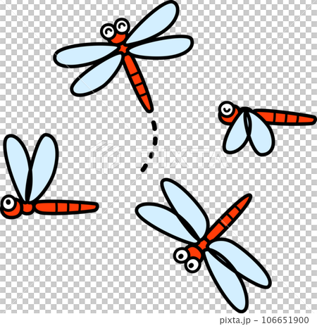 赤とんぼのデフォルメイラストセット 赤とんぼのデフォルメイラストセット 106651900