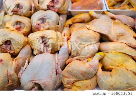 Whole chicken in fresh poultry department 106653553