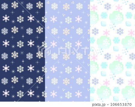雪の結晶が綺麗な冬のシームレスパターンイラストセット 106653870