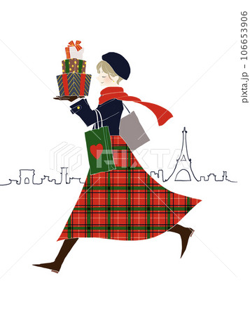 クリスマスプレゼントを持ったオシャレな女性 106653906