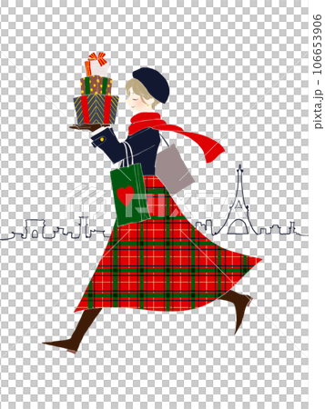 クリスマスプレゼントを持ったオシャレな女性 106653906