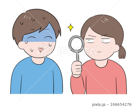 気まずそうな男性と調べている女性 106654276